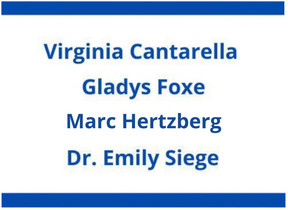 Virginia Cantarella, Gladys Foxe, Marc Hertzberg, Dr. Emily Siege